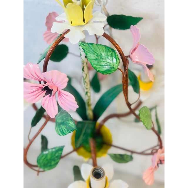 Vintage Tole Chandelier For Sale - Image 4 of 7