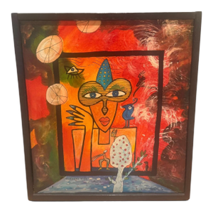 Signed 1996 Zbyszek Kozioł “Madman’s Wife” Outsider Art Mixed Media Painting