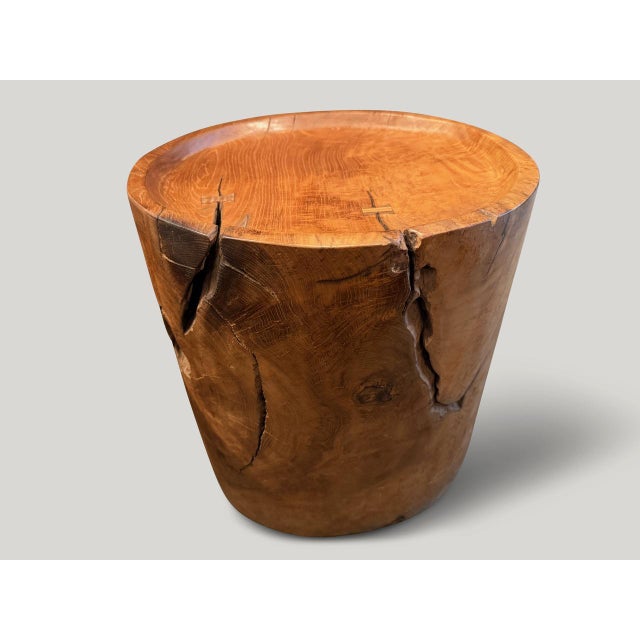 Andrianna Shamaris Large Sculptural Teak Wood Tray Side Table For Sale - Image 4 of 5