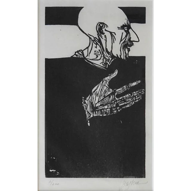 Contemporary Vintage 1973 Leonard Baskin Signed Woodcut Iago From Othello For Sale - Image 3 of 4