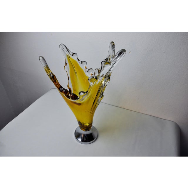 Sommerso Vase in Yellow Murano Glass attributed to Seguso, Italy, 1970s For Sale - Image 4 of 8