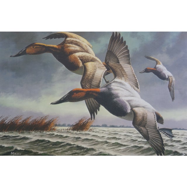 1980s 4 Ducks Unlimited Federal Duck Signed Stamp Prints Brass Plaque Pine Frame 25" - Set of 4 For Sale - Image 13 of 17