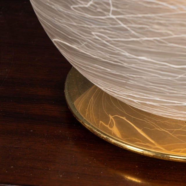 Vintage Italian Hand-Blown Frosted Murano Glass Globe Table Lamp, 1980 For Sale - Image 10 of 14