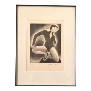 Alon Elow Figurative Etching Made by Artist in Ny Studio Signed in Pencil, 1986 For Sale