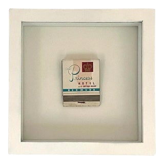 Vintage Framed Matchbook From Princess Hotel in Bermuda For Sale