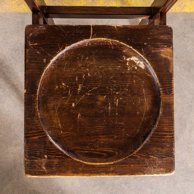 Brown Mid-Century Pitch Pine Cube Dining Chairs, 1950s, Set of 6 For Sale - Image 8 of 9