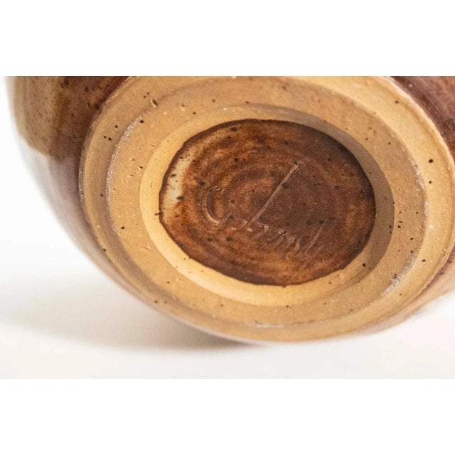 Brown John Glick Modernist Stoneware Earthtone Glazed Ceramic Bowl with Spout Signed For Sale - Image 8 of 8