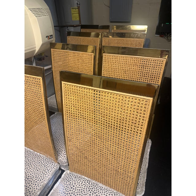 Late 20th Century Attributed to Milo Baughman for Thayer Coggin Vintage High Back Brass Dining Chairs For Sale - Image 5 of 7