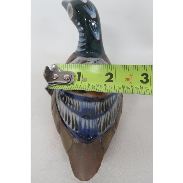 Tonala Mexico Brass Ceramic Duck Mid Century Modern Hand Painted Folk Art 4520b For Sale - Image 13 of 15