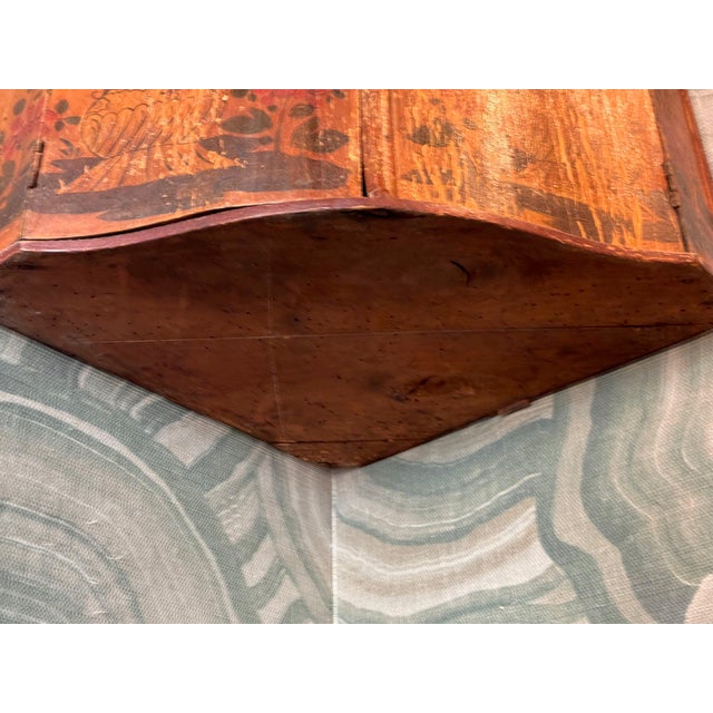 19th Century English Painted Hanging Corner Cupboard With Floral Decoration For Sale - Image 10 of 10