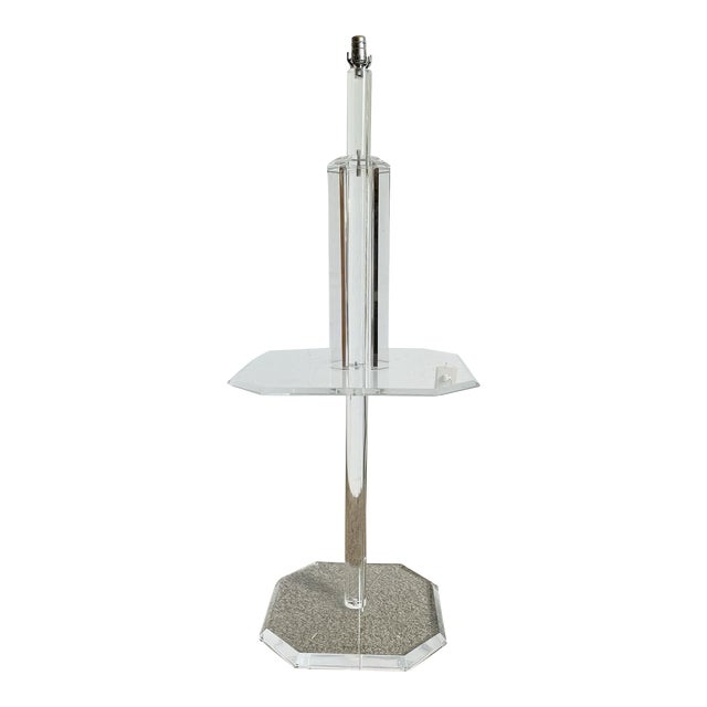 Mid Century Modern Octagonal Lucite Side Table/Floor Lamp For Sale