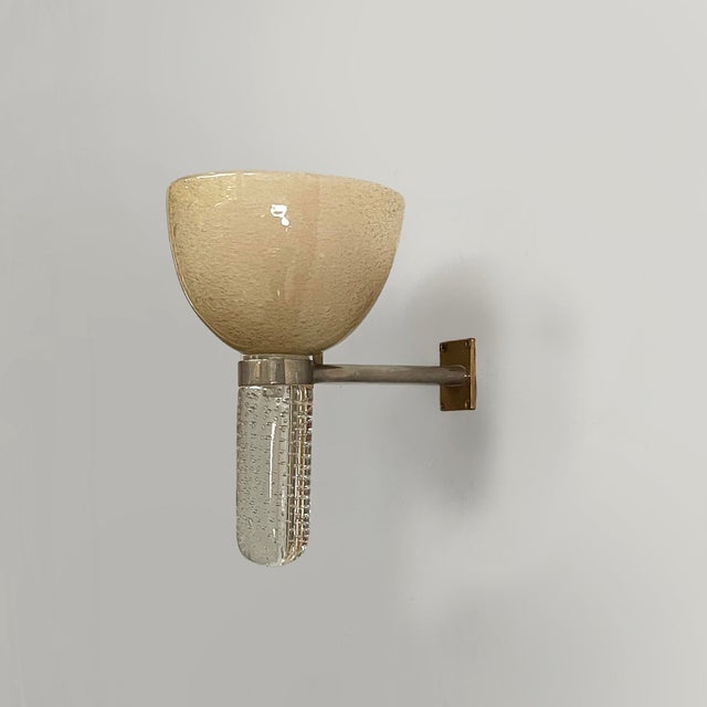 Mid-Century Modern Italian Wall Lamp in Metal and Murano Glass by Archimede Seguso for Seguso Vetri dArte, 1950s For Sale - Image 4 of 17