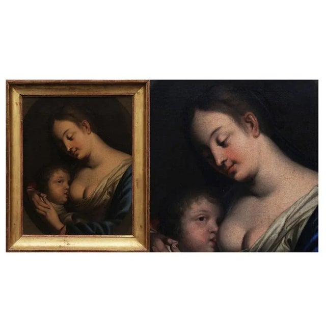 Flemish School Artist, Virgin of the Milk, 17th Century, Oil on Canvas, Framed For Sale - Image 5 of 7