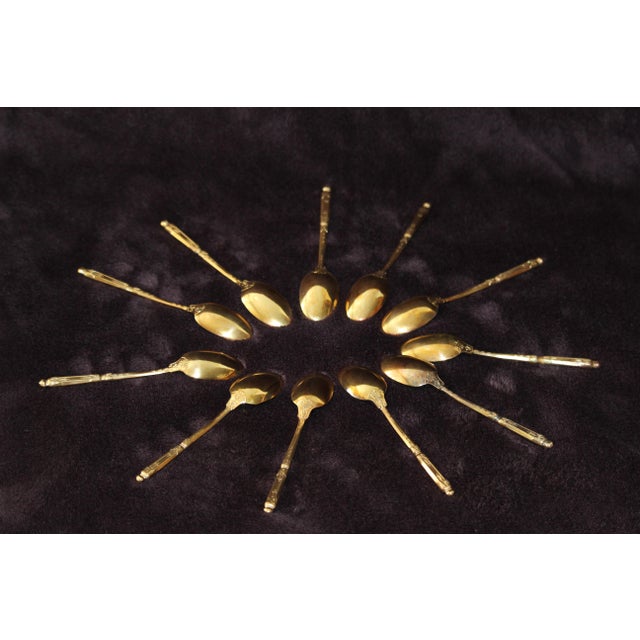 Gold-Plated Coffee Spoons, France, Set of 11 For Sale - Image 17 of 18