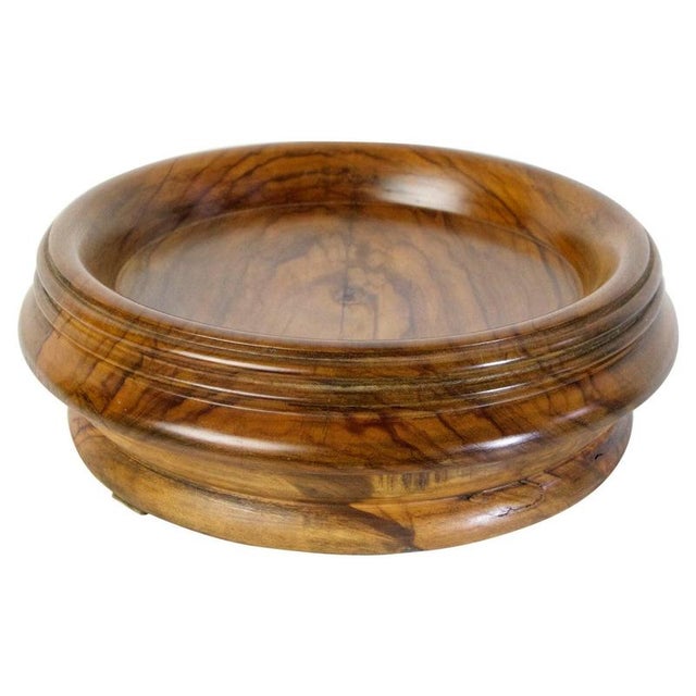 This antique vide poche bowl was made with a lathe from olive wood during the late 1800's. It is in extremely good...