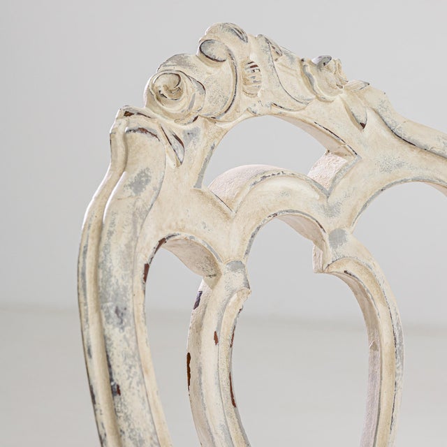 Off-white 1900s Wooden Dining Chairs with Upholstered Seats - Set of 4 For Sale - Image 8 of 18