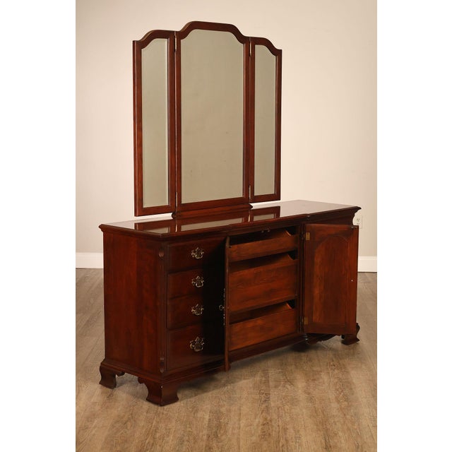 Pennsylvania House Chippendale Style Cherry Long Dresser with Mirror For Sale - Image 17 of 18