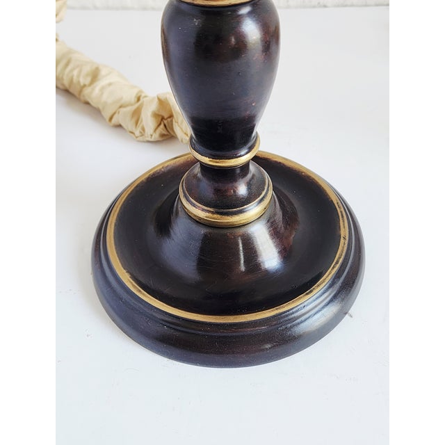 Twisted Tall Buffet Painted Brass Lamps-a Pair For Sale In New York - Image 6 of 12