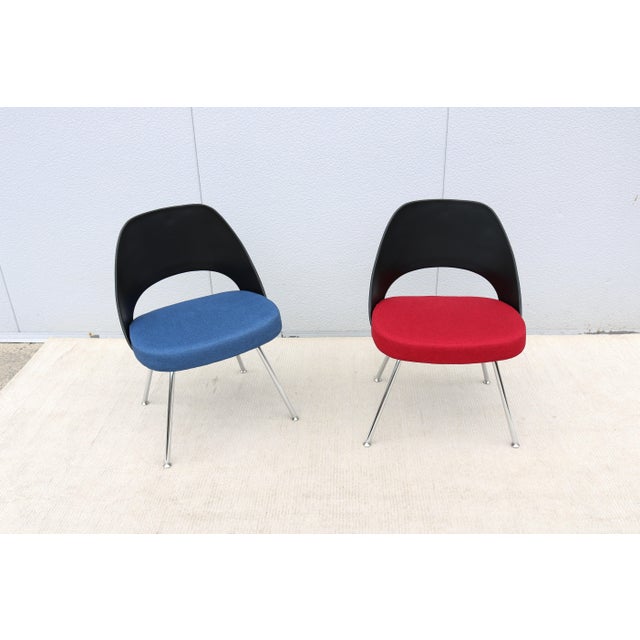 Mid-Century Modern Knoll Mid-Century Modern Eero Saarinen Executive Armless Chairs Black - A Pair For Sale - Image 3 of 18