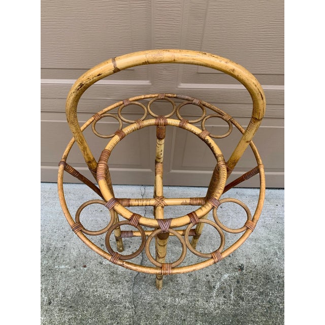Mid-Century Rattan and Bamboo Champagne Butler Stand For Sale - Image 9 of 13