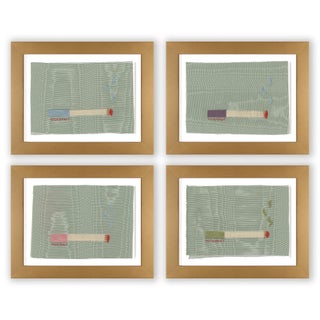 Magda, Cordelia, Bizzy, and Uma Cigarette Pack by Willa Heart in Gold Frame, Set of 4 Mini Art Prints For Sale