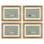 Magda, Cordelia, Bizzy, and Uma Cigarette Pack by Willa Heart in Gold Frame, Set of 4 Mini Art Prints For Sale