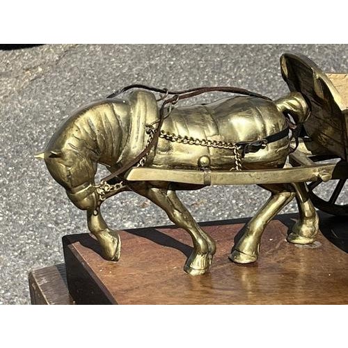 Large Brass Farmer with His Horse and Cart Centrepiece For Sale - Image 3 of 9