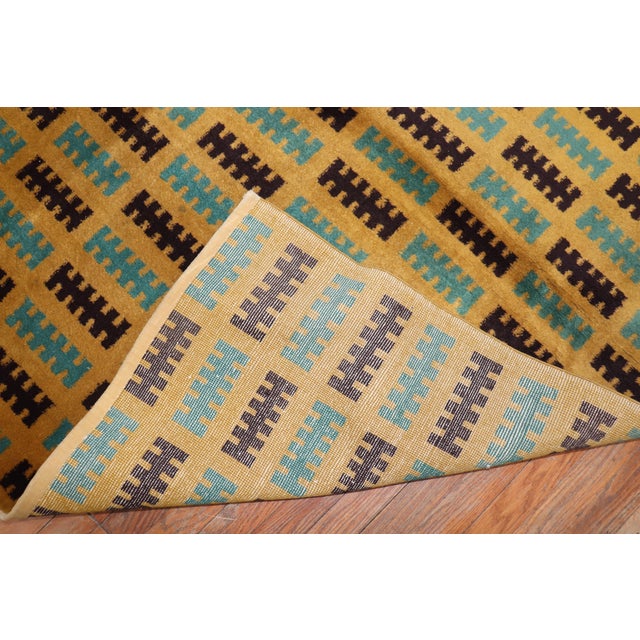 Vintage Zabihi Collection Turkish Deco Rug - 4'9" x 5'4" For Sale - Image 4 of 9