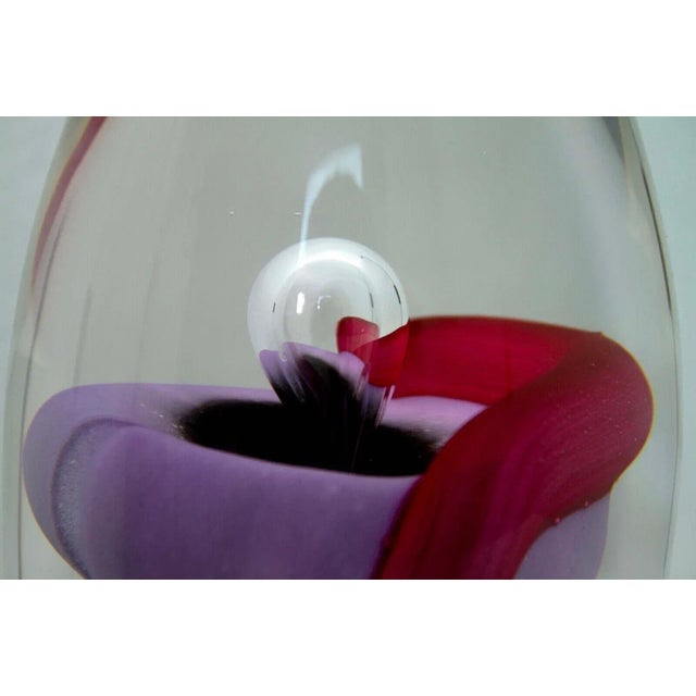 Late 20th Century Berry Davis Signed Contemporary Pink Purple Green Swirl Design Studio Art Glass For Sale - Image 9 of 10