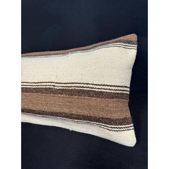 Turkish Hemp Pillow Cushion Natural Beige Brown Cushion Cover 14x40 For Sale - Image 4 of 4