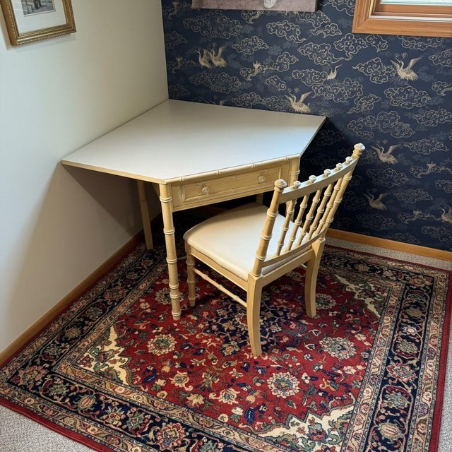 American Corner Desk and Chair Thomasville Allegro Faux Bambo 1966 For Sale - Image 3 of 18