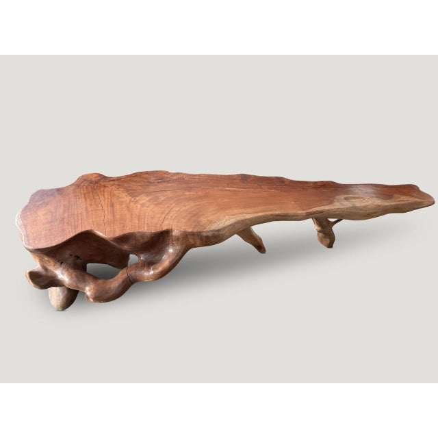 Contemporary Andrianna Shamaris Monumental Mahogany Wood Sculptural Console Table For Sale - Image 3 of 6