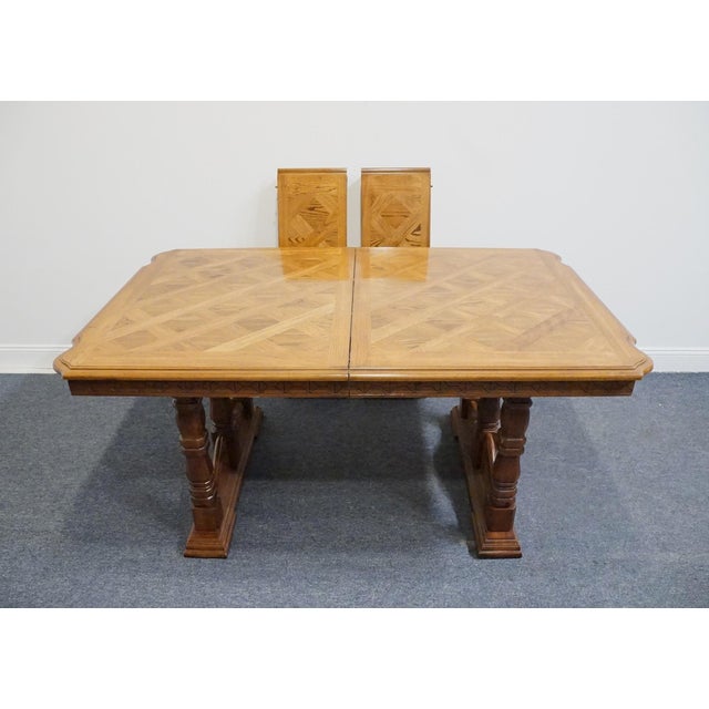 Singer Furniture Golden Oak Mediterranean 90" Double Pedestal Dining Table For Sale - Image 9 of 14