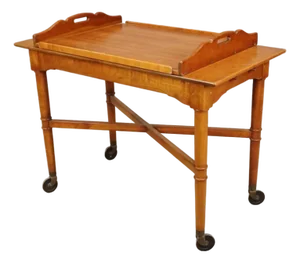 1970s Stickley Wooden Rolling Wooden Bar Cart With Removable Tray