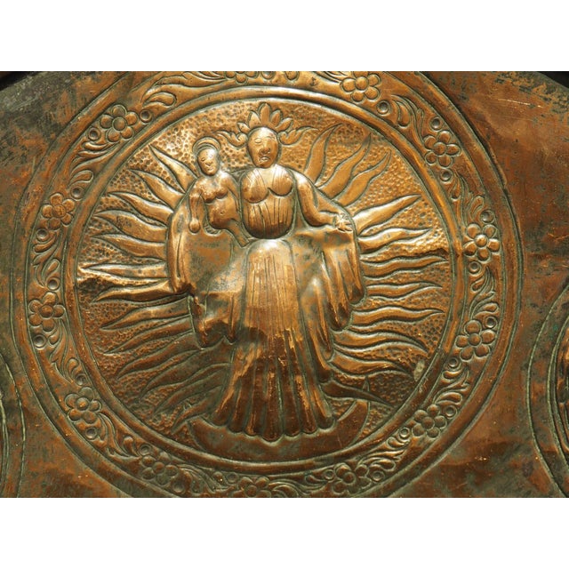 Highly Worked 19th Century Ceremonial Repousse Copper Hotte From France For Sale - Image 4 of 16