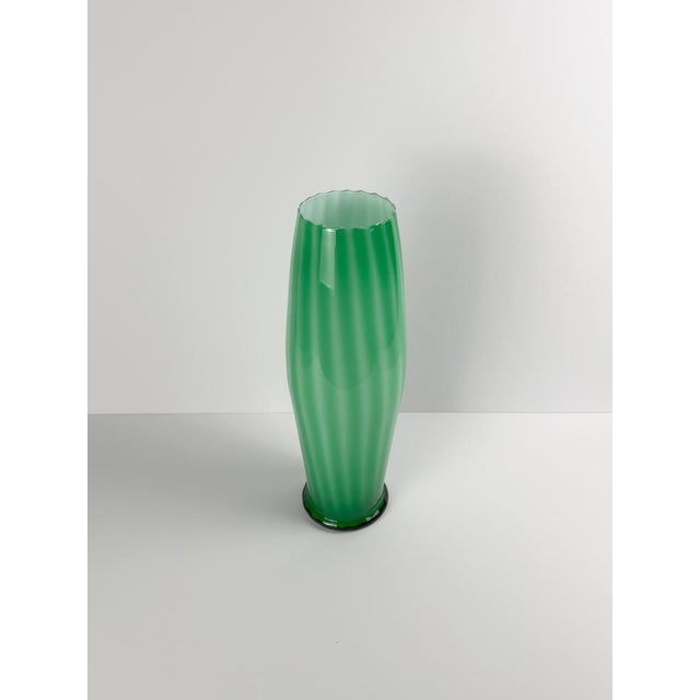 Tall Green Empoli Glass Vase, 1970s For Sale - Image 3 of 12