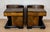 Striking pair of Art Deco nightstands featuring a bold architectural design with integrated column details and a strong...