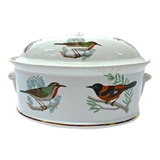 Vintage French Lourioux Bird Porcelain Tureen For Sale
