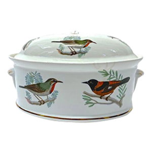 Vintage French Lourioux Bird Porcelain Tureen