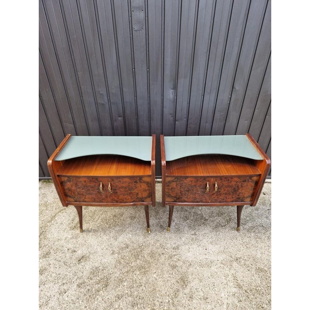 Brown Vintage Art Deco Nightstands, 1940s, Set of 2 For Sale - Image 8 of 12