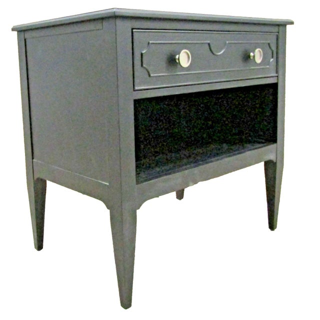 Black One Drawer Nightstand With Built in Outlets Attributed to Fairfield Chair Company For Sale - Image 16 of 16