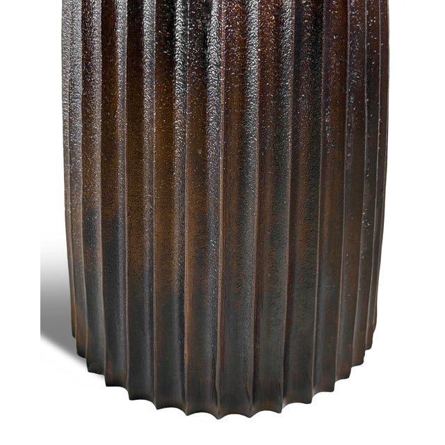 2020s Modern Industrial Fluted Bronzed Finish Side Table For Sale - Image 5 of 9