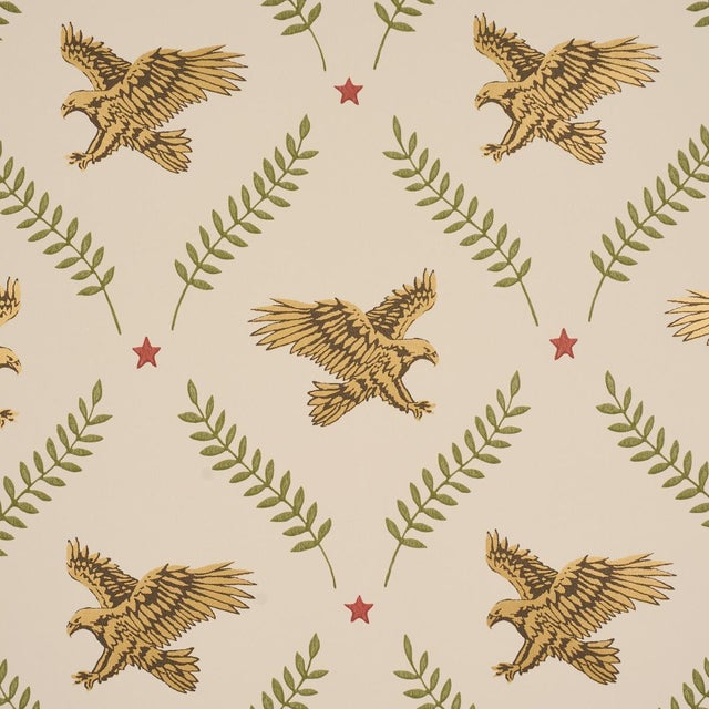 Traditional Schumacher Lolaire Wallcovering In Ivory For Sale - Image 3 of 6