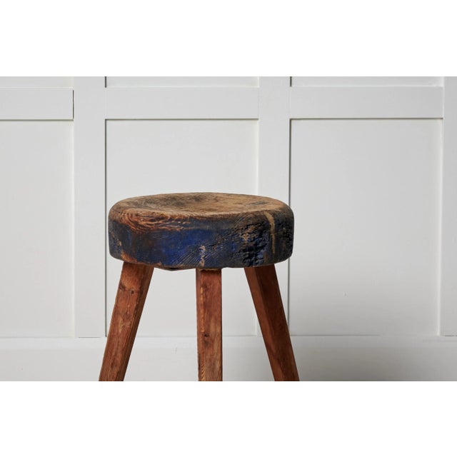 Antique Northern Swedish Country House Pine Stool For Sale - Image 4 of 8