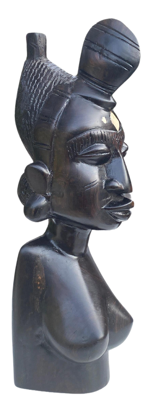 African Wooden Bust of a Woman, 20th Century