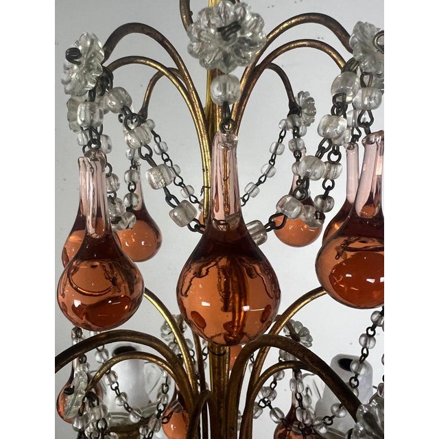 1930s Five Light Amber Crystal Beaded Chandelier C. 1930's For Sale - Image 5 of 8