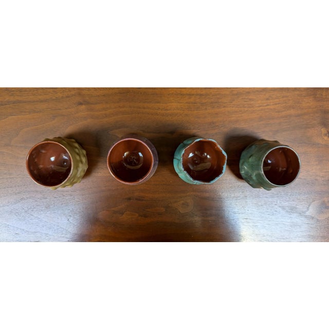 1990s Vintage 90s Postmodern Handmade Studio Pottery Cups and Saucer Set For Sale - Image 5 of 8