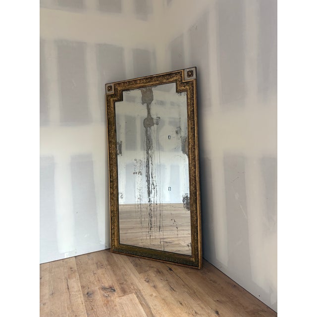French Antique French Louis XVI Directoire Giltwood Mirror With Aged Mercury Glass For Sale - Image 3 of 10
