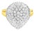 10K Yellow Gold 1.0 Cttw Round and Baguette Cut Diamond Oval Shaped Cluster Ring - Size 6 For Sale