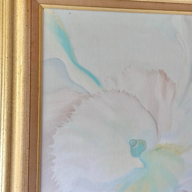 1980s 1980s Pommie Echok.Orchid Oil Painting For Sale - Image 5 of 9